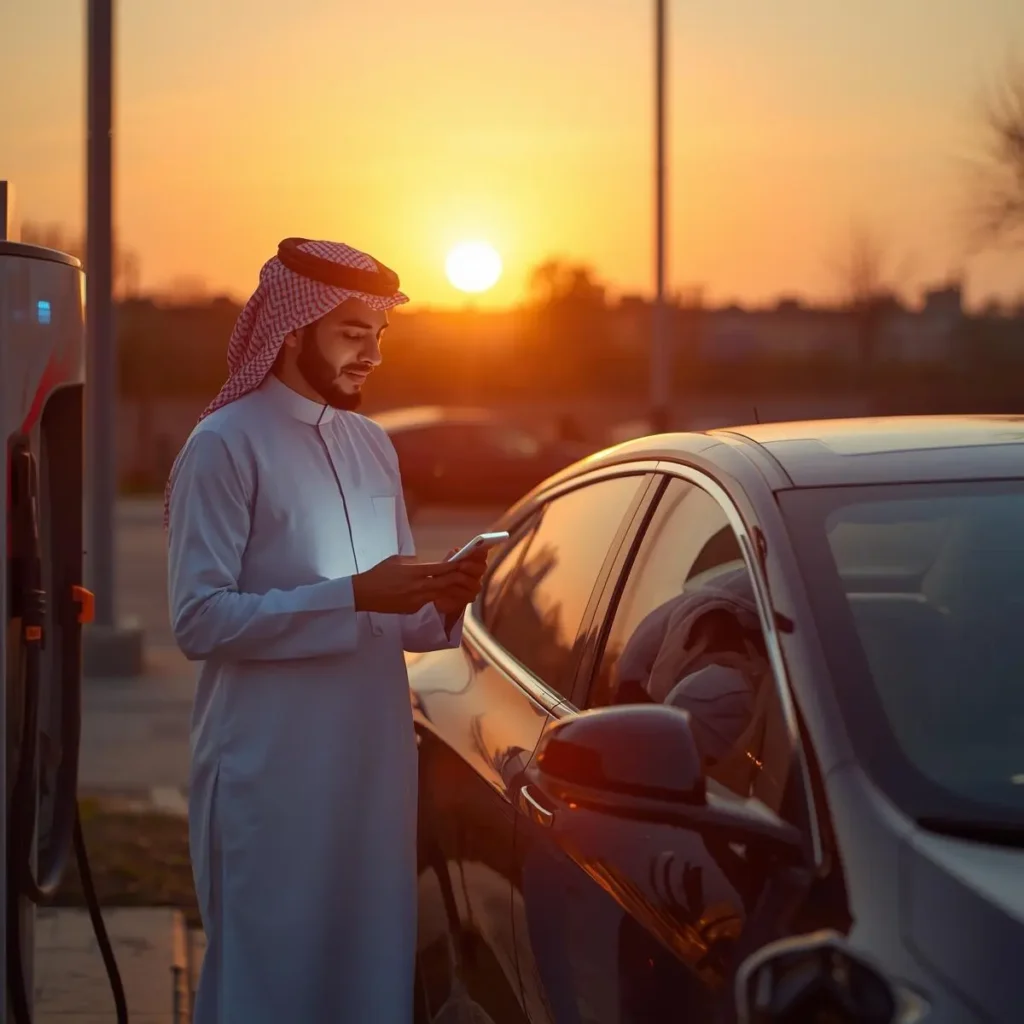 EV User in Saudi Arabia Charging on Charging Station | Fleet Electrification in Saudi Arabia