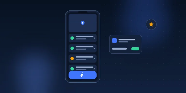 EV driver app UX best practices - mobile charging app interface with search, one-tap start and payment