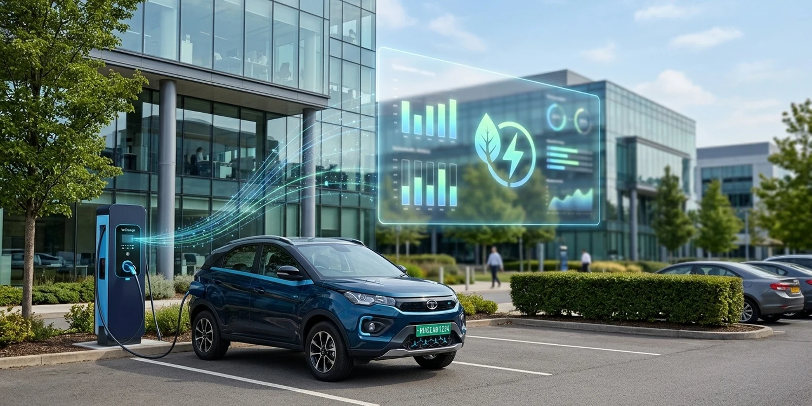 EV charging sustainability data integration: corporate charging station streaming energy and emissions data to an ESG dashboard