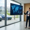 Business team reviewing a global EV charging network dashboard, illustrating a fast go-to-market EV charging platform launch