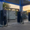 EV charging station subsidy in India: a public DC fast-charging site with its distribution transformer and LT switchgear, the upstream infrastructure most subsidy schemes actually fund